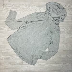 Athletic Solid Gray Size 4-6 Thumb Hole Slits Pullover Light Hoodie